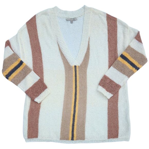 BKE Cozy Casual Vertical Stripe Pull Over Sweater Size S/M Light Long Tunic - Picture 1 of 9